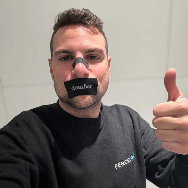 Dan M., verified buyer, shares how Slumber mouth tape improved his sleep and performance after trying nasal strips during hockey. Game changer!